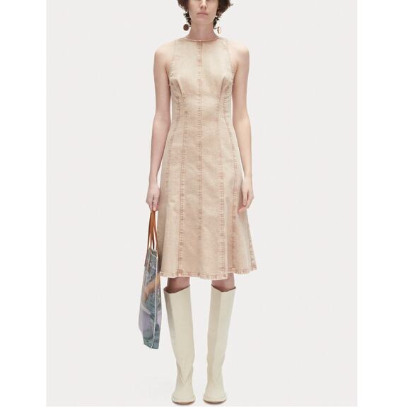 Rachel Comey Fervie Dress Brown Acid Wash Pomona Denim $595 NOWT Size 4 - Picture 1 of 16